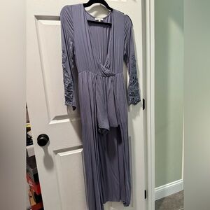 Gray/Blue Long Sleeve romper Dress